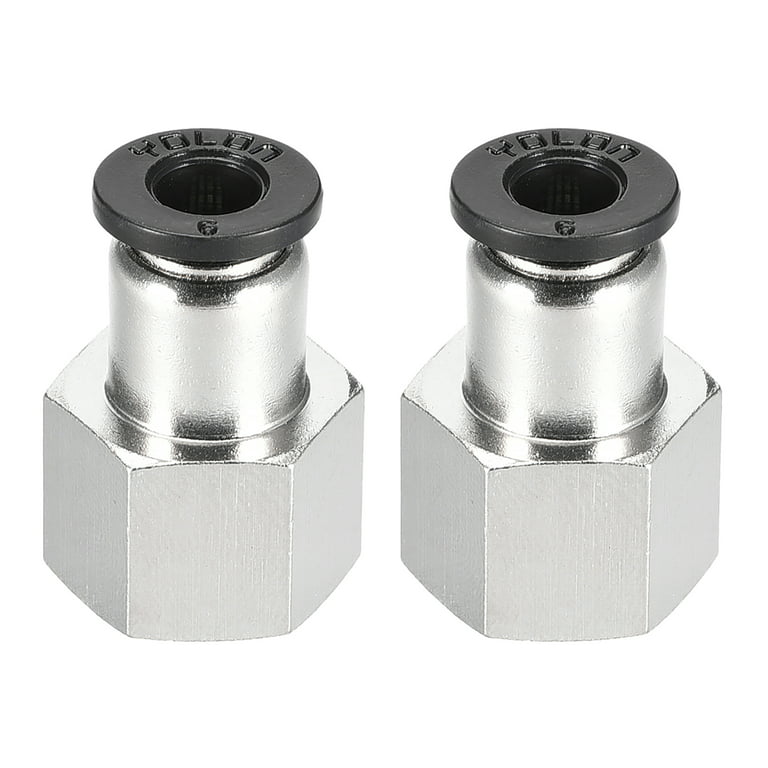 Push to Connect Tube Fitting Adapter,6mm Tube OD x 1/4 NPT Female Straight  Pneumatic Connecter Pipe Fitting 2pcs 