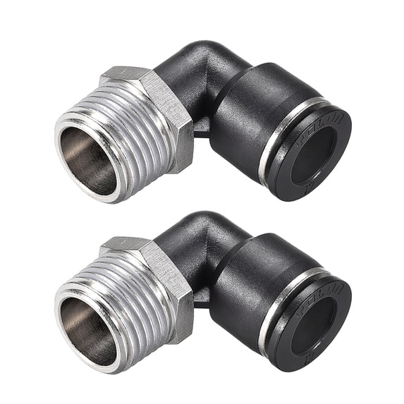 Push to Connect Tube Fitting,Male Elbow,12mm Tube OD x 1/2 NPT Thread Pneumatic Air Push Fit Lock Fitting 2pcs