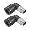 thumbnail image 1 of Push to Connect Tube Fitting,Male Elbow,12mm Tube OD x 1/4 NPT Thread Pneumatic Air Push Fit Lock Fitting 2pcs, 1 of 4