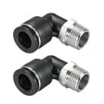 thumbnail image 1 of Push to Connect Tube Fitting,Male Elbow,12mm Tube OD x 3/8 NPT Thread Pneumatic Air Push Fit Lock Fitting 2pcs, 1 of 3