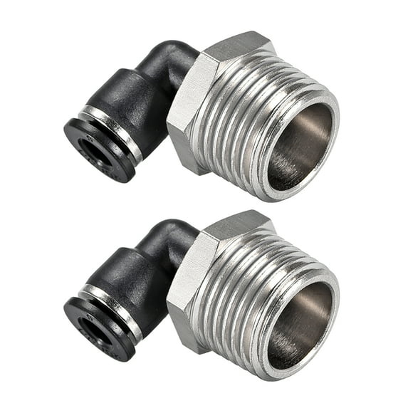 Push to Connect Tube Fitting Male Elbow,6mm Tube OD x 1/2 NPT Thread Pneumatic Air Push Fit Lock Fitting 2pcs