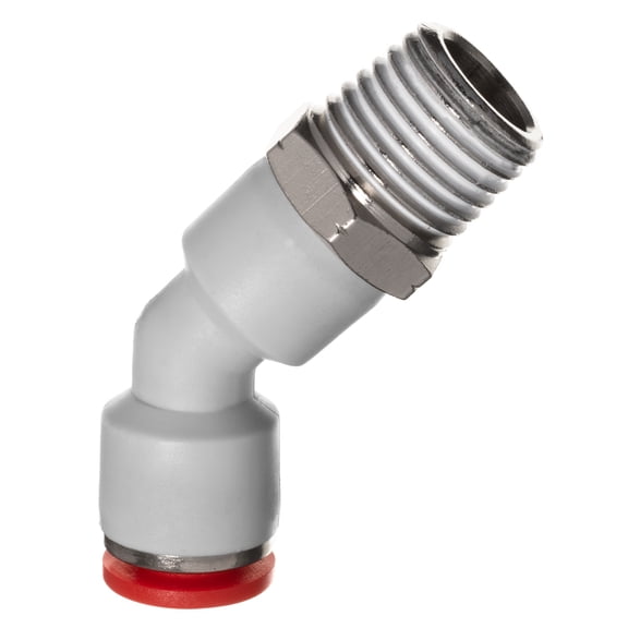 Push to Connect Tube Fitting - Polybutylene Plastic - Male 45 Degree Elbow - 3/8" Tube OD x 1/2" NPT Male