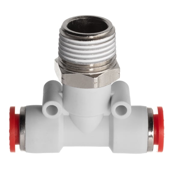 Push to Connect Tube Fitting - Polybutylene Plastic - Male Branch Tee - 10mm Tube OD x 1/2" NPT Male