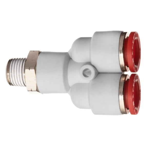 Push to Connect Tube Fitting - Polybutylene Plastic - Male Wye - 3/8" Tube OD x 1/4" NPT Male
