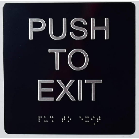 Push to EXIT Sign (Aluminium !!, Brush Silver,Size 6X6)- The Sensation line (ref-2201)