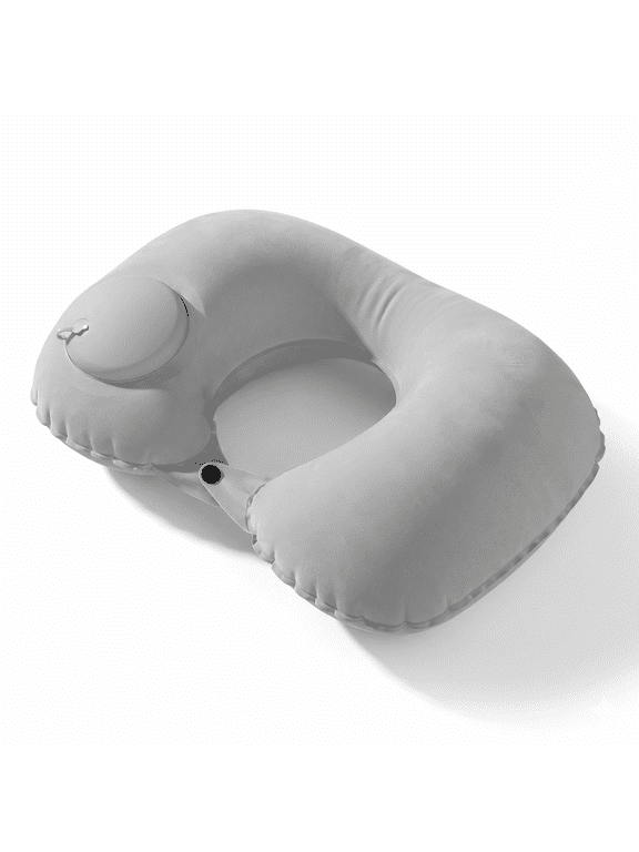 Push-to-Inflate Inflatable U-Shaped Travel Neck Pillow, Self Inflating Portable Neck Support Pillow for Airplane, Car, Office Naps, Ergonomic Travel Rest Pillow