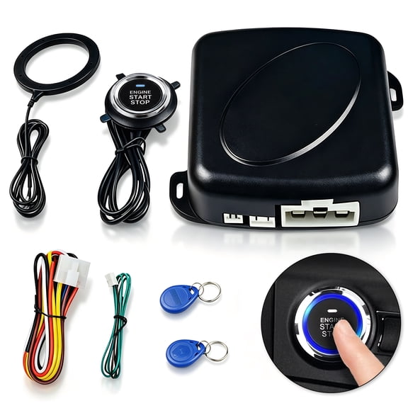 Push to Start Kit for Car, Push Start Button Ignition System with PKE Remote Keyless Entry for DC 12V Vehicles