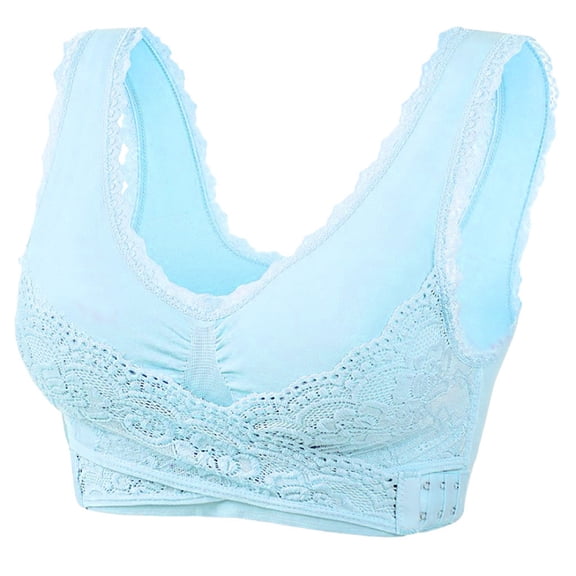 Push up Bra Women Back-Smoothing Bra Feature V-Neck Push-up Bra Style W-1068 Blue XL