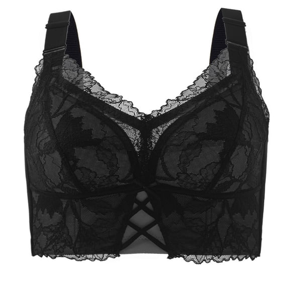 Push up Bra Women Pullover Bra Feature V-Neck Molded Bra Style W-379 Black L