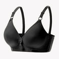 thumbnail image 1 of Push up Bras for Women No Underwire No Underwire Bra Feature V-Neck Longline Bra Style W-858 Hook and Eye Closure Support Wireless Bra Black 42, 1 of 8