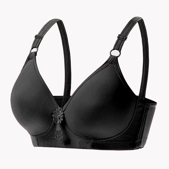 Push up Bras for Women No Underwire No Underwire Bra Feature V-Neck Longline Bra Style W-858 Hook and Eye Closure Support Wireless Bra Black 42