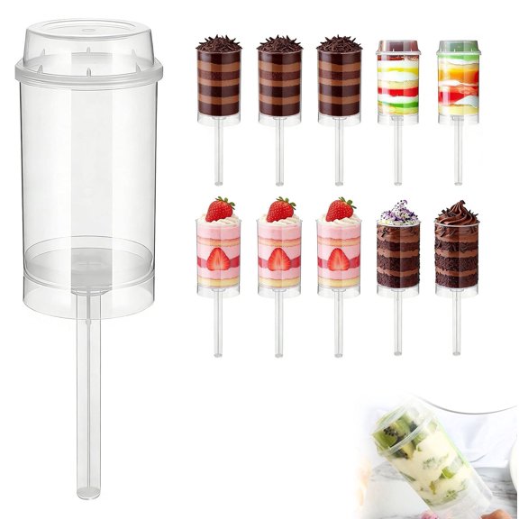 Push-up Cake Holders Plastic Push Pop Cake Containers, Push Pop Cake Containers, Push Up Cake Pop Containers, for Cupcakes and Muffins Food Storage with Lid for Home Kitchen Party, 10pcs