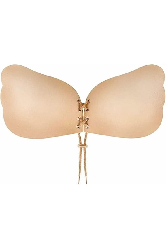 Push up Silicone Bra for Women Sticky Invisible Reusable Adhesive Strapless Stick on Bra for Backless Front Strings