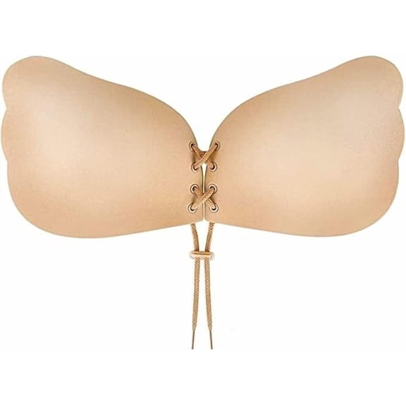 Push up Silicone Bra for Women Sticky Invisible Reusable Adhesive Strapless Stick on Bra for Backless Front Strings