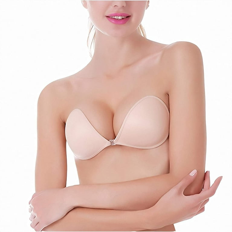 Pvendor Strapless Backless Bra Push up Strapless Self Adhesive Plunge Bra  Invisible Backless Sticky Bras for Women Beige at  Women's Clothing  store