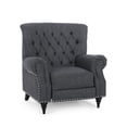thumbnail image 1 of Pushback Recliner Chair, Rivet Accents, Classic Charcoal Gray Tufted Fabric, 1 of 5