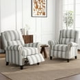 thumbnail image 1 of Pushback Recliner Chair Sets of 2 Wingback Reading Armchair Home Theater Overstuffed Recliner Sofa for Living Room, Stripe Gray, 1 of 6