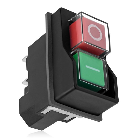 Pushbutton Switch 220V 4-Pin 16A Metal Electromagnetic On-Off Switch for Garden and Power Tools