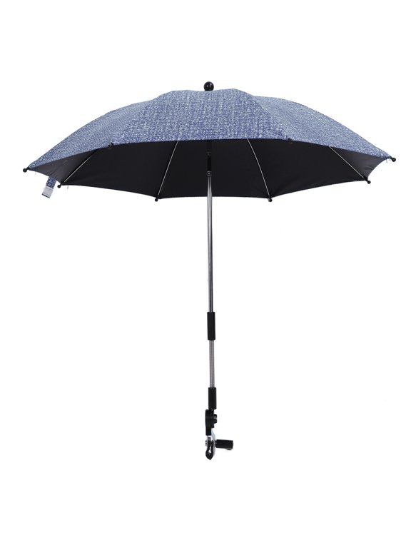Pushchair Umbrella with 360 Degree Adjustable Clamp Universal UV Protection Sun Shade Waterproof Clip On Parasol Accessory for Travel and Outdoors 75cm 29.5 inches Size Gray-blue