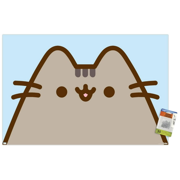 Pusheen - Blue Surprise Wall Poster with Pushpins, 22.375" x 34"