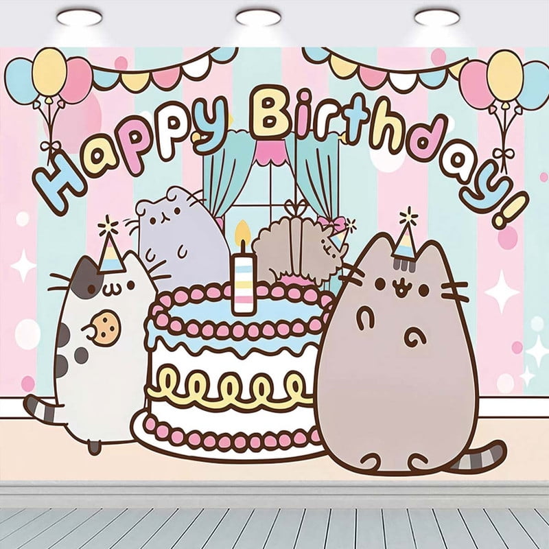 Pusheen Cat Backdrop Banner Party Supplies Taspestry Wall Decor