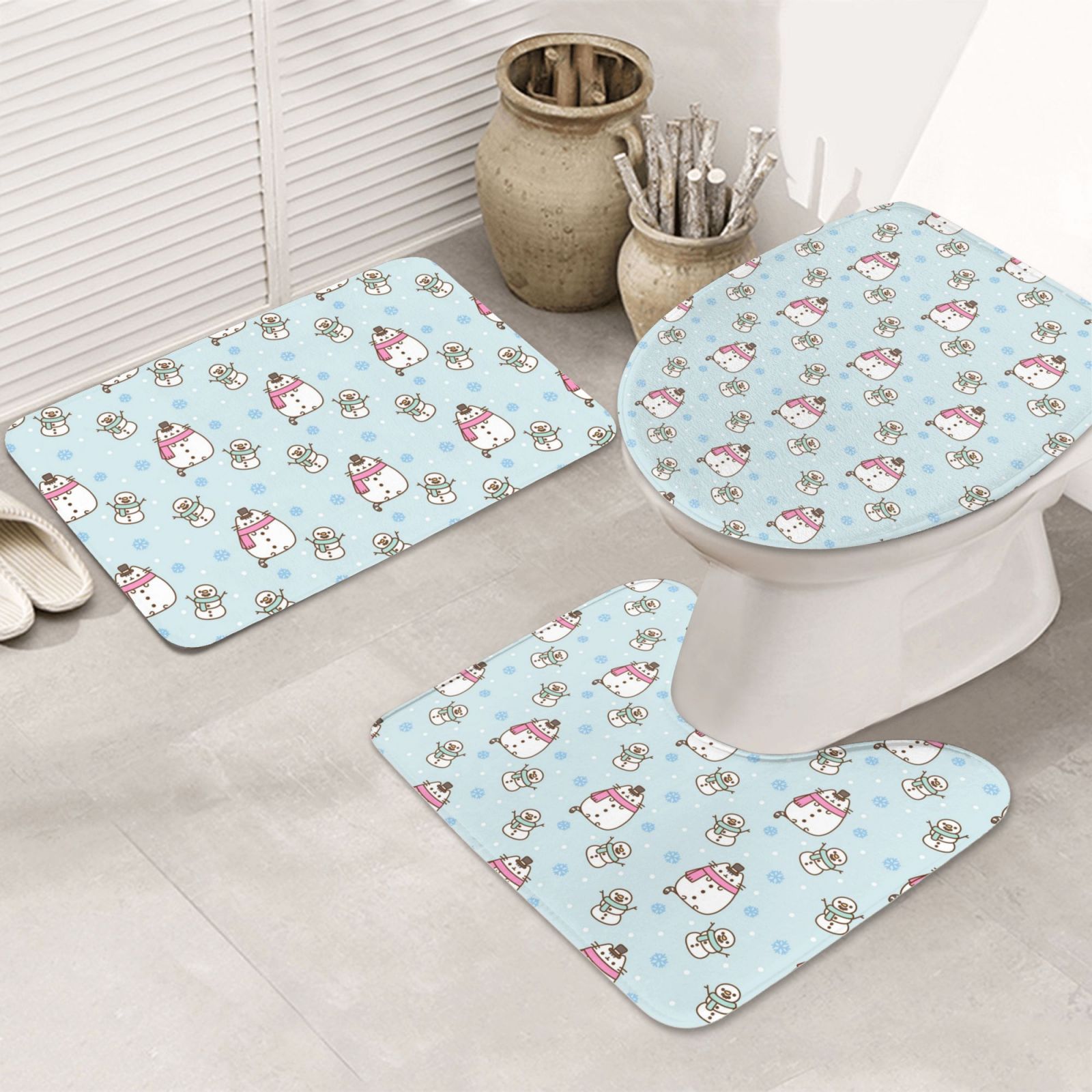 Pusheen Cat Bathroom Rugs Set 3 Piece, Extra Thick Absorbent Non-Slip ...