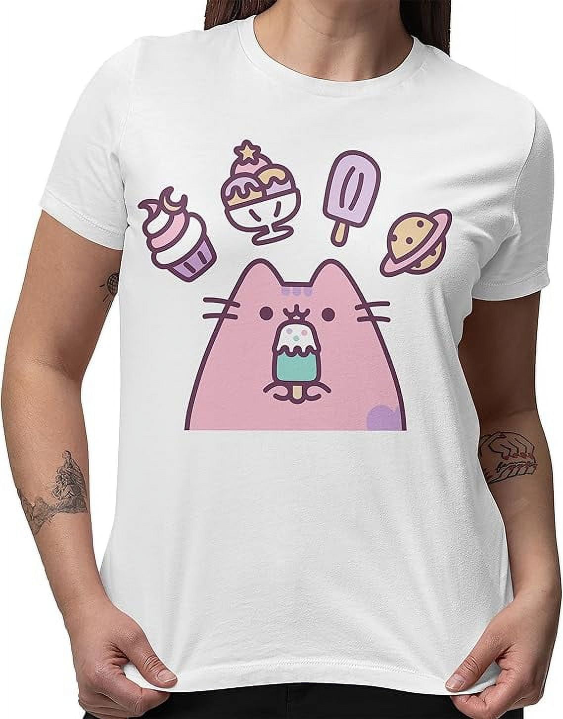 Pusheen Cat Eating Sweets Men s and Women s Short Sleeve T Shirt Walmart