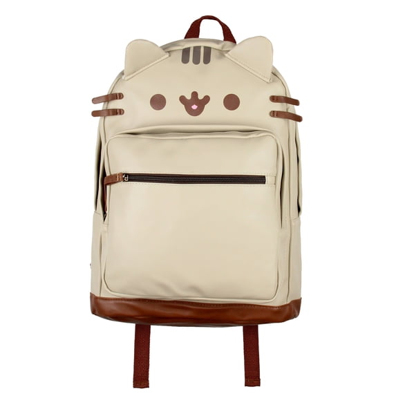 Pusheen Cat Face PU Leather Backpack with 3D Ears and Whiskers Kind and Adult