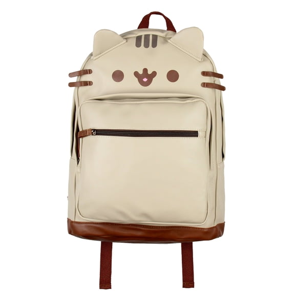 Pusheen Cat Face PU Leather Backpack with 3D Ears and Whiskers Kind and Adult
