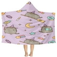 thumbnail image 1 of Pusheen Cat Pattern Beach Poncho - Microfiber - Towel - Kids Lightweight And Practical Essential For Beach Vacation, 1 of 6