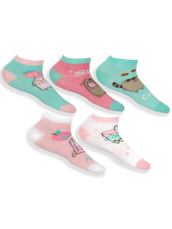 Pusheen Cat Socks Women's Pastel Snack Time 5-Pair Ankle Sock OSFM