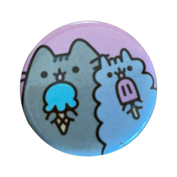 Pusheen Facebook Cat Eating Ice Cream 1 1/4 Pin Hot Topic Exclusive