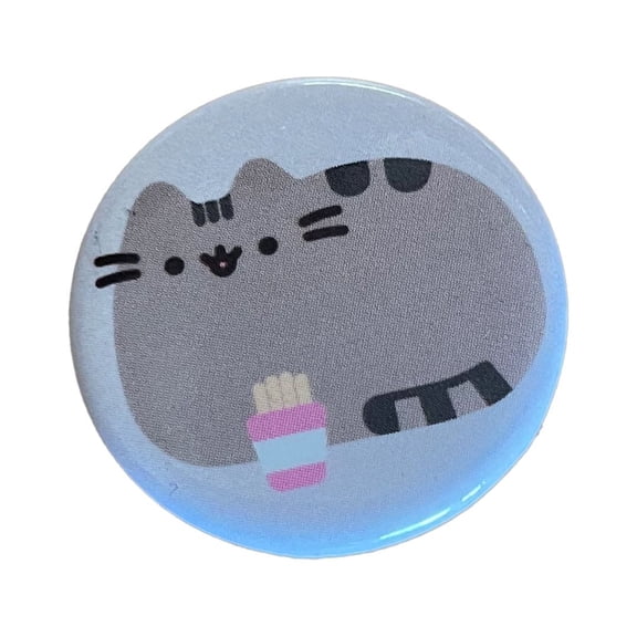Pusheen Facebook Cat With Hamburger and Fries 1 1/4 Pin Pinback Button