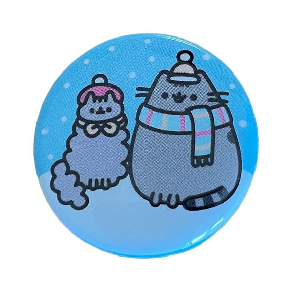 Pusheen Facebook Cat With Stormy Winter Scarf 1 1/4″ Pin Hot Topic Exclusive