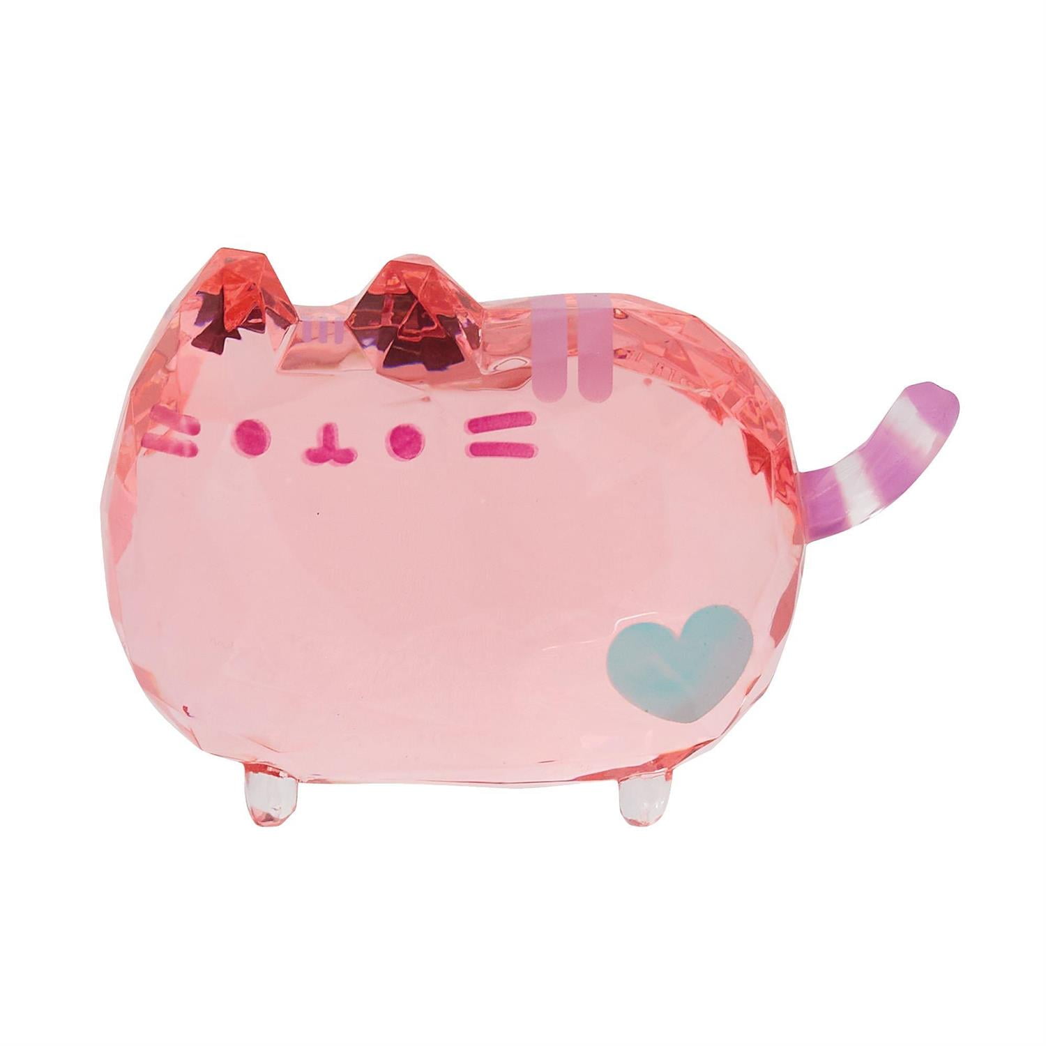 Pink Acrylic Pusheen Cat Figurine with Heart