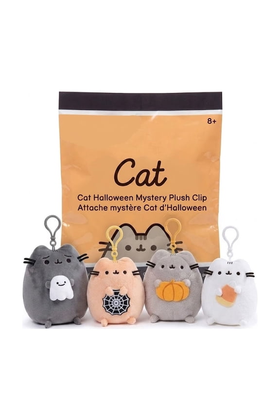 Pusheen Halloween Mini Plush Clip Blind Bag, Spooky Ghost Pumpkin Spiderweb Candy Corn Cat Stuffed Keychain Charm Backpack Accessory