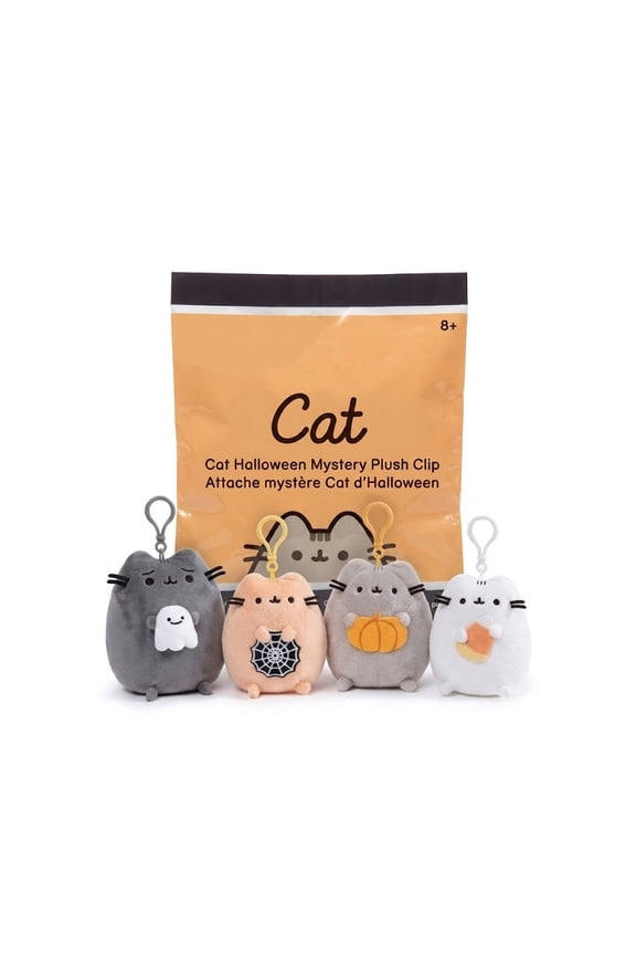 Pusheen Halloween Mini Plush Clip Blind Bag, Spooky Ghost Pumpkin Spiderweb Candy Corn Cat Stuffed Keychain Charm Backpack Accessory