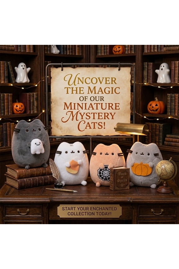 Pusheen Halloween Plush Clip, Mini Cute Ghost Pumpkin Spider Web Cat Plush Keychain Backpack Charm Halloween Decor Gift