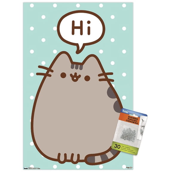 Pusheen - Hi Wall Poster with Pushpins, 14.725" x 22.375"