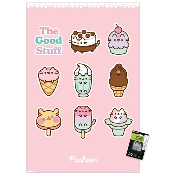 Pusheen: Ice Cream - The Good Stuff Grid Wall Poster with Push Pins, 22.375" x 34"