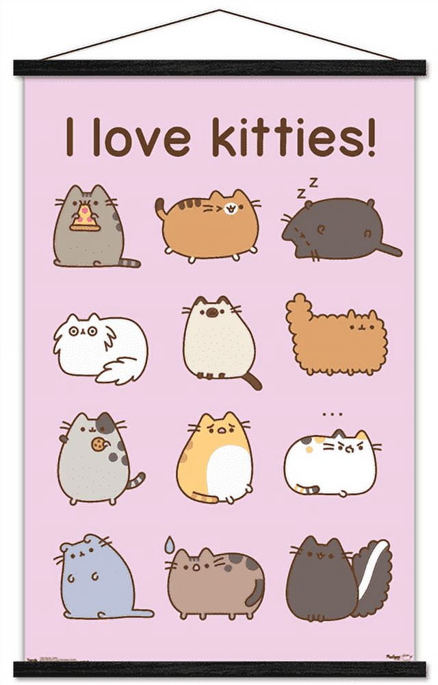 Pusheen - Kitties Wall Poster with Wooden Magnetic Frame, 22.375" x 34"