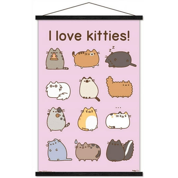Pusheen - Kitties Wall Poster with Wooden Magnetic Frame, 22.375" x 34"