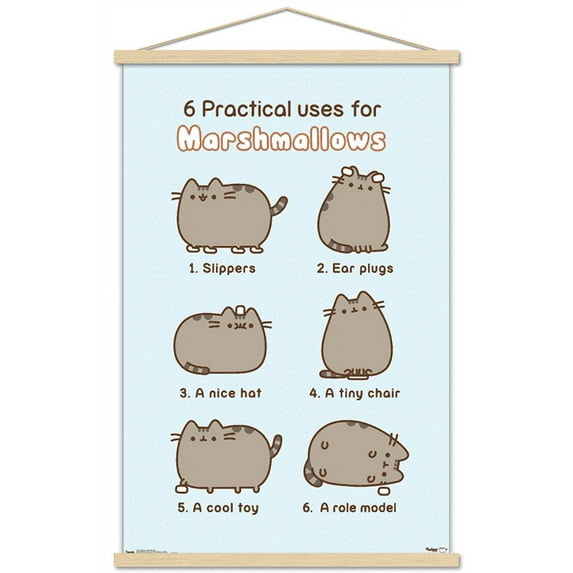 Pusheen - Marshmallow Wall Poster with Wooden Magnetic Frame, 22.375" x 34"