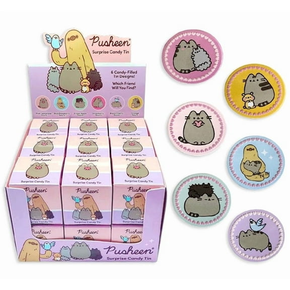 Pusheen Surprise Candy Tin Blind Box - 18 Count Display Box