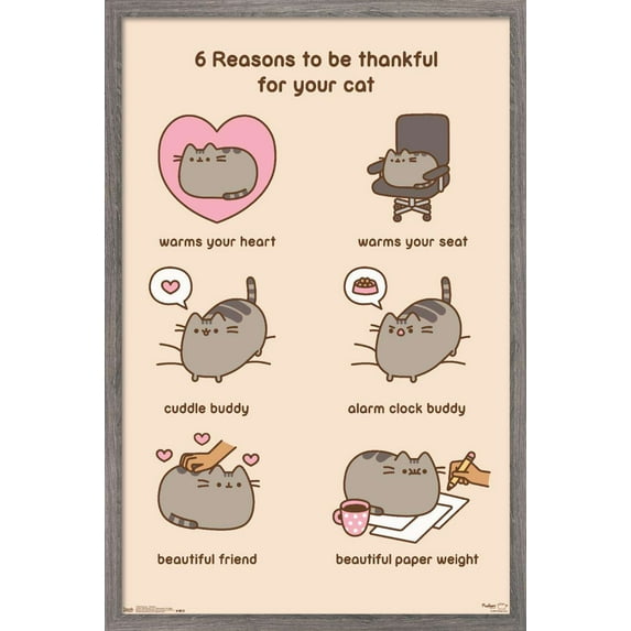 Pusheen - Thankful Wall Poster, 14.725" x 22.375", Framed