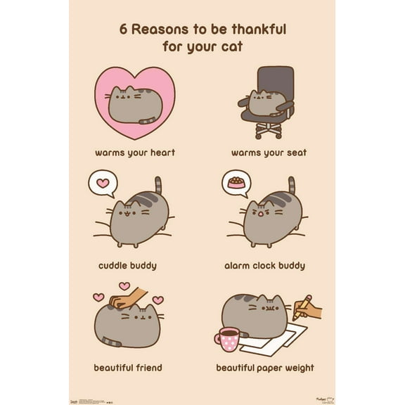 Pusheen - Thankful Wall Poster, 14.725" x 22.375"
