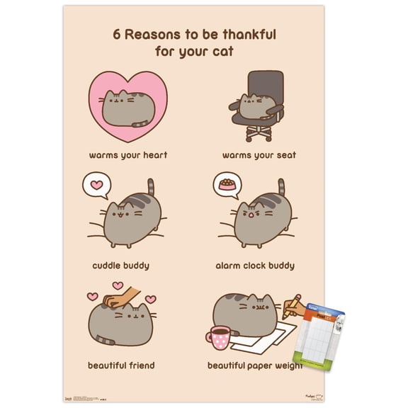 Pusheen - Thankful Wall Poster, 22.375" x 34"