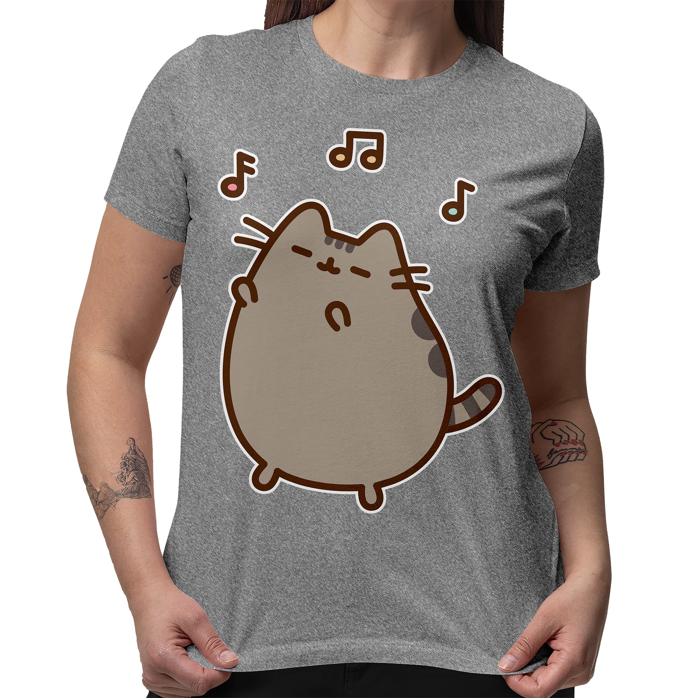 Pusheen The Cat Dance To The Music Mens and Womens Short Sleeve T-Shirt  (Athletic Heather, S-XXL) 