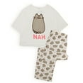 thumbnail image 1 of Pusheen Womens Off-White Short Sleeve Long Leg Pyjama Set, 1 of 5