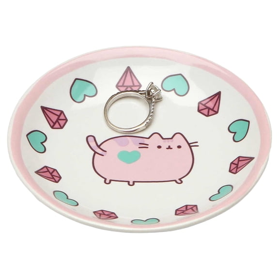 Pusheen by Our Name is Mud Pusheen Pink Trinket Tray Stoneware Dish, 4 Inches